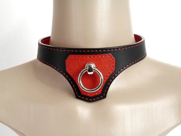 collier cuir bdsm rouge et noir