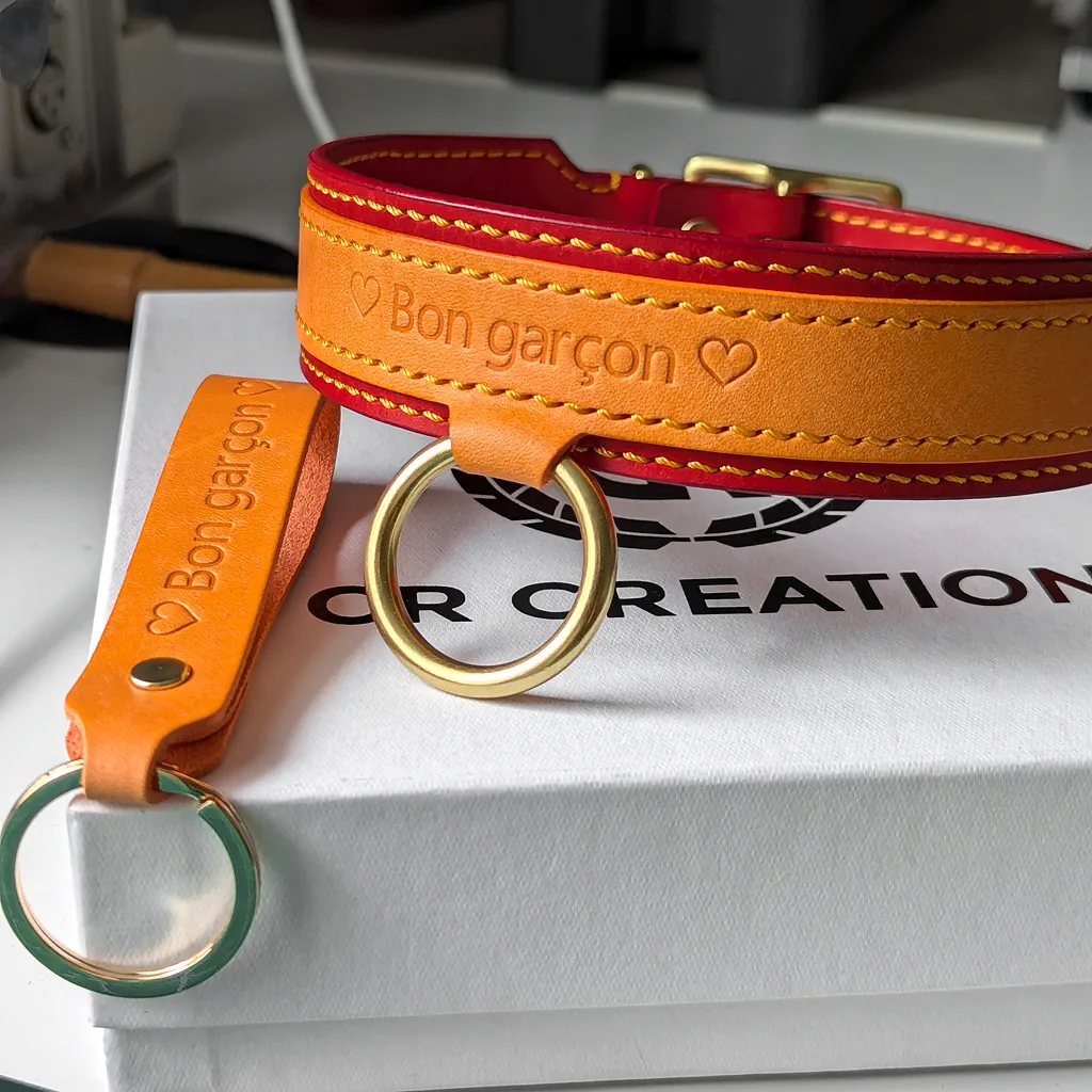 Collier Personnalisé CrCreation Orange Rouge Inscription Bon Garçon